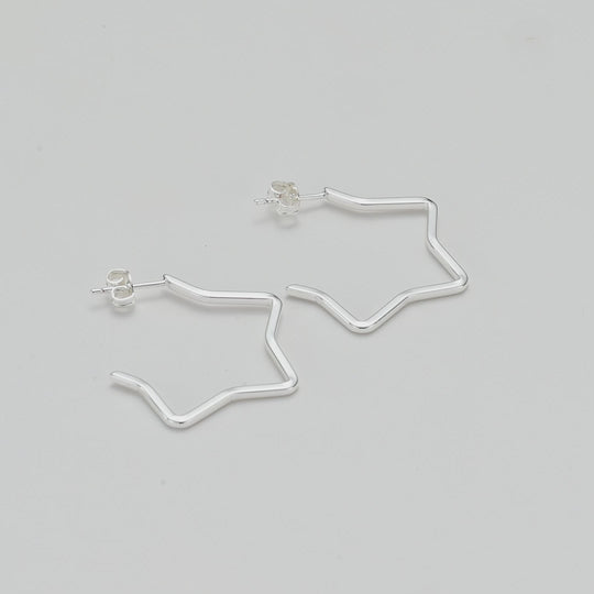 Silver Plated Star Hoop Earrings Video