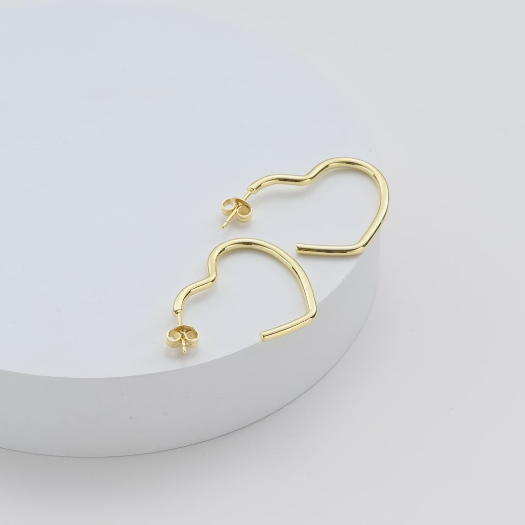 Gold Plated Heart Hoop Earrings Video