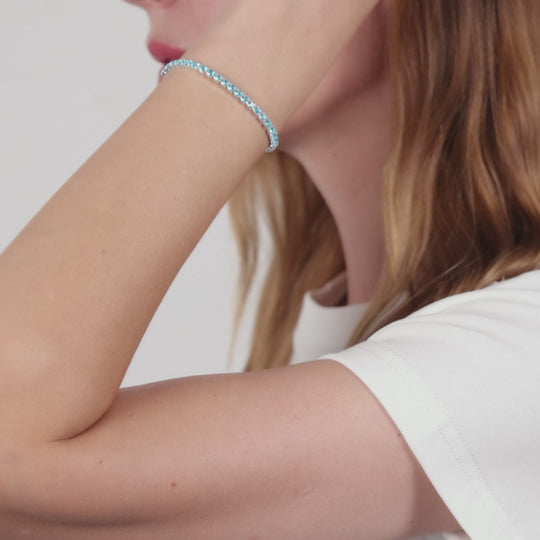 Light Blue Tennis Friendship Bracelet Created with Zircondia® Crystals