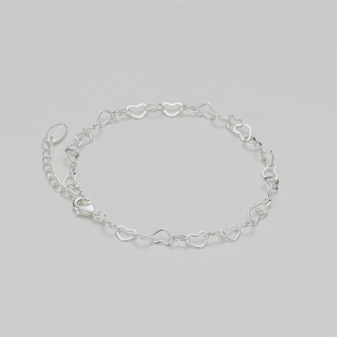 Silver Plated Heart Link Bracelet Video