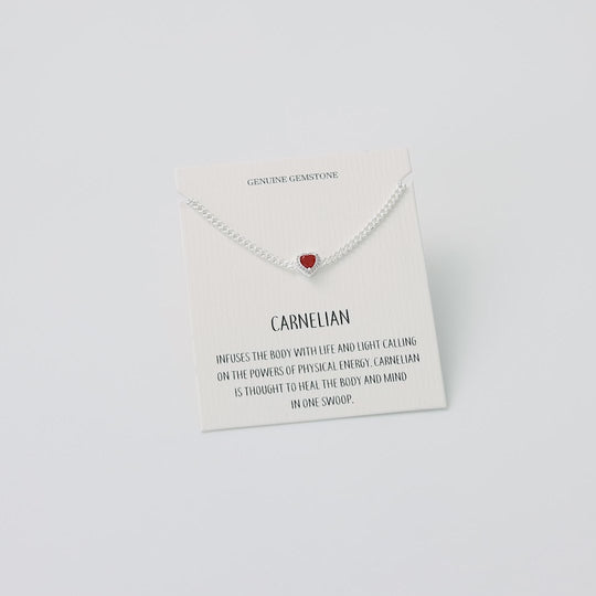 Carnelian Heart Gemstone Bracelet with Quote Card Created with Zircondia® Crystals