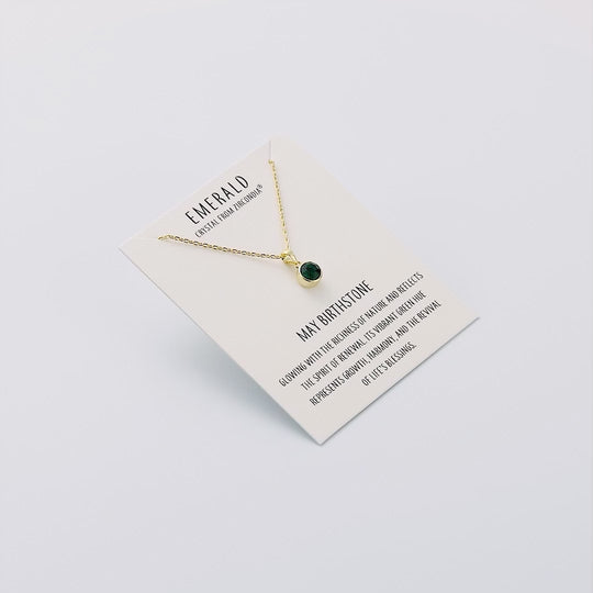 Gold Plated May (Emerald) Birthstone Necklace Created with Zircondia® Crystals