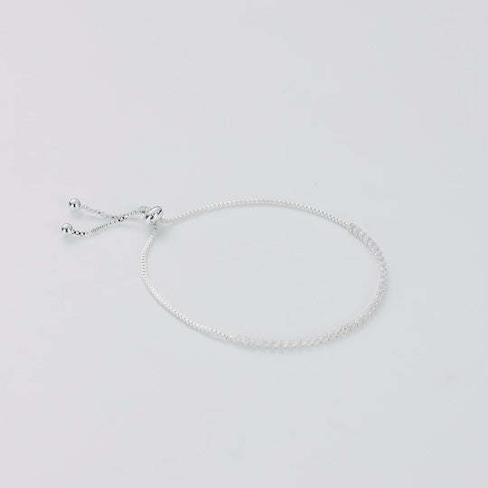Silver Plated 2mm Adjustable Tennis Bridal Bracelet Created with Zircondia® Crystals