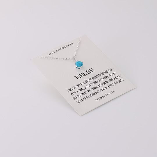 Sterling Silver Synthetic Turquoise Gemstone Necklace with Quote Card