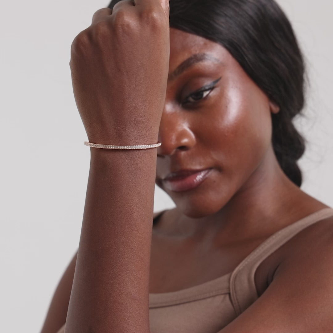 Rose Gold Plated Friendship Bracelet Created with Zircondia® Crystals Video