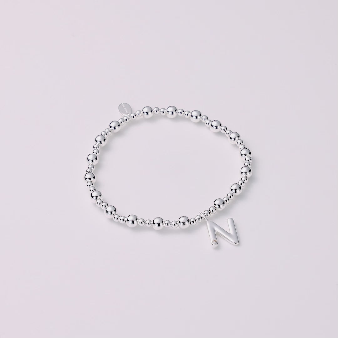 Letter N Initial Stretch Bracelet Created with Zircondia® Crystals