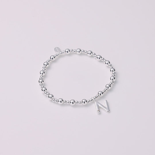 Letter N Initial Stretch Bracelet Created with Zircondia® Crystals