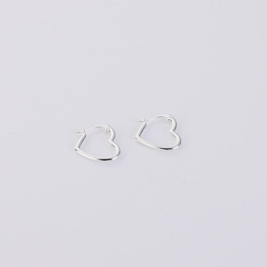 Sterling Silver Heart Hoop Earrings with Latch Back