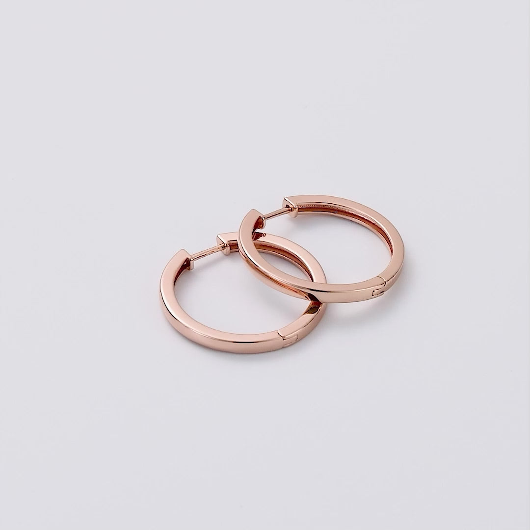 Rose Gold Plated 30mm Plain Hoop Earrings