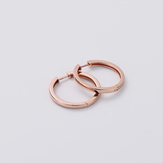 Rose Gold Plated 30mm Plain Hoop Earrings