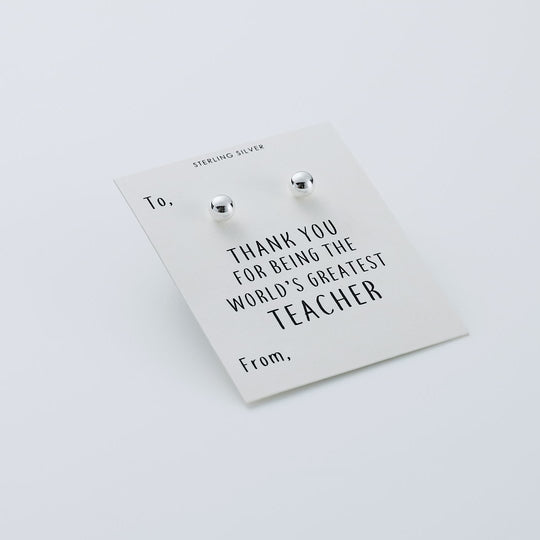 Sterling Silver World's Greatest Teacher Sphere Earrings