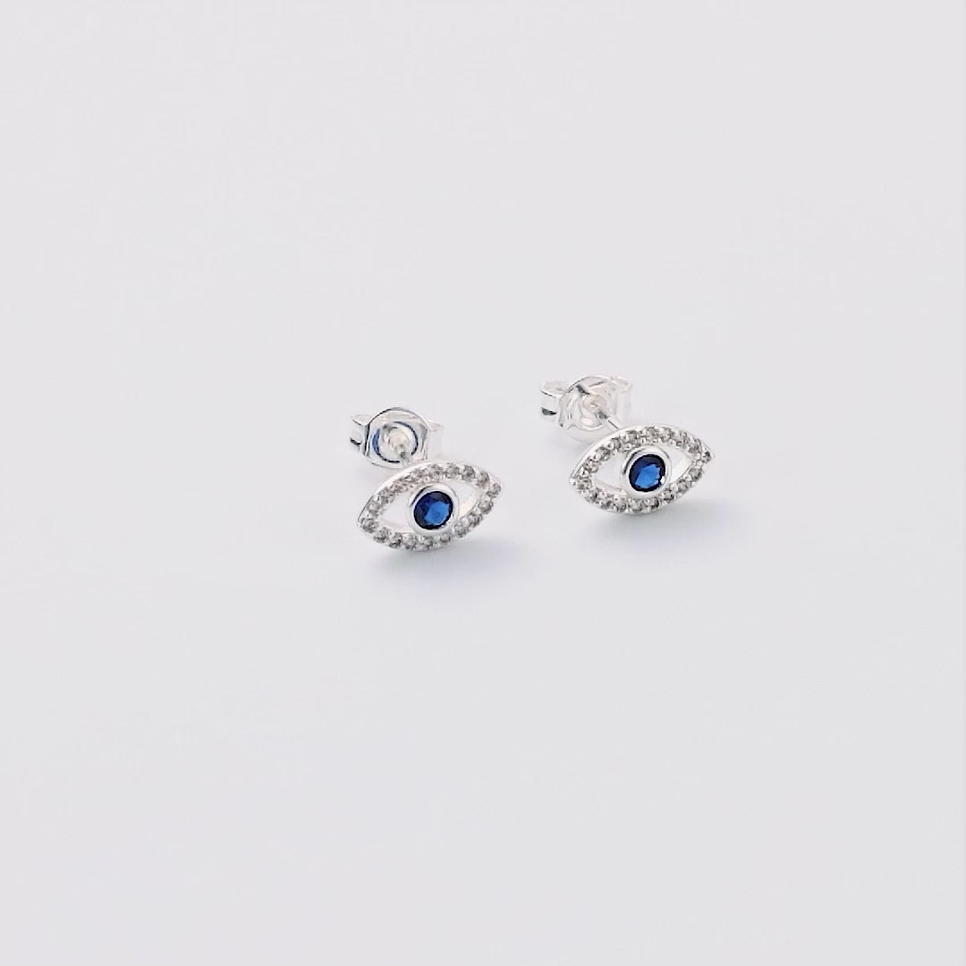 Evil Eye Earrings Created with Zircondia® Crystals