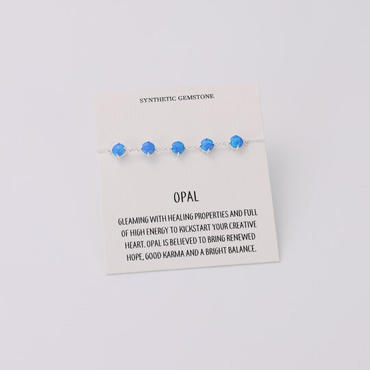 Synthetic Blue Opal Gemstone Bracelet with Quote Card