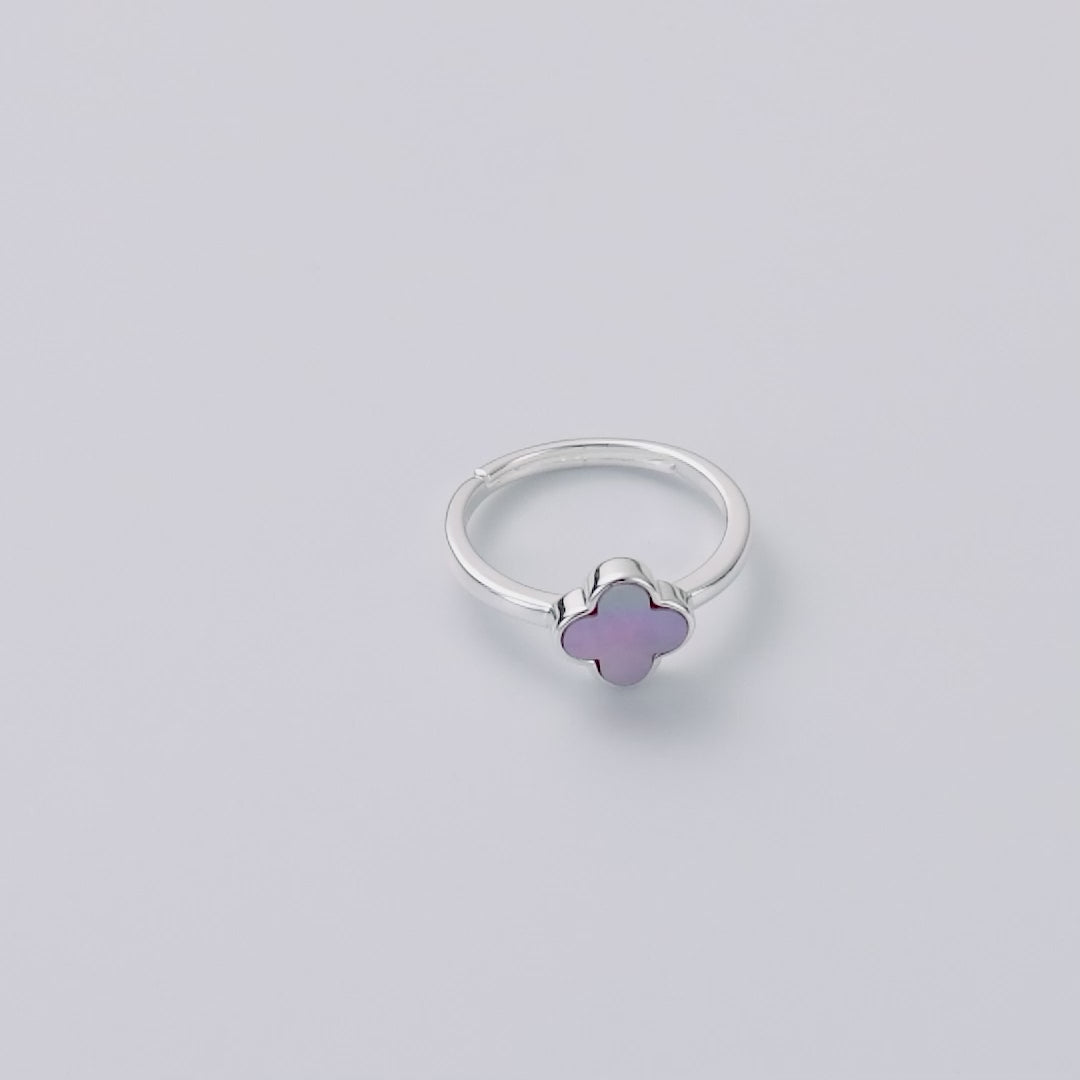 Pink Mother of Pearl Gemstone Adjustable Clover Ring