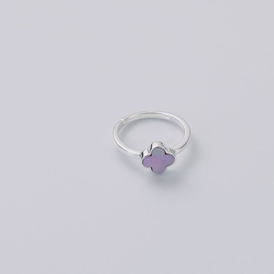 Pink Mother of Pearl Gemstone Adjustable Clover Ring