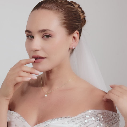 Gold Plated Shell Pearl Bridal Set