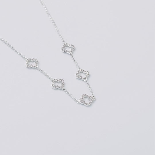 Silver Plated Multi Clover Necklace Created with Zircondia® Crystals