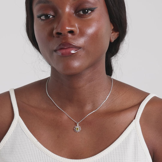 Thank You For Helping Me Grow Daisy Necklace Created with Zircondia® Crystals Video