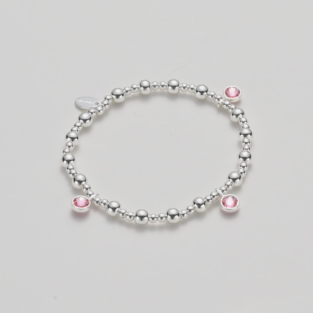 October (Tourmaline) Birthstone Stretch Charm Bracelet with Quote Gift Box Video
