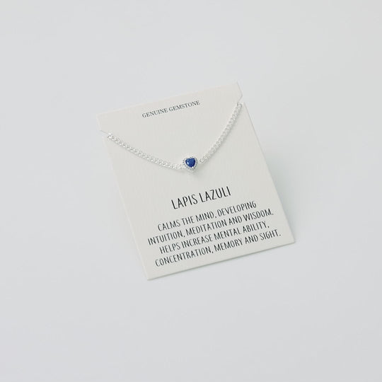 Lapis Heart Gemstone Bracelet with Quote Card Created with Zircondia® Crystals