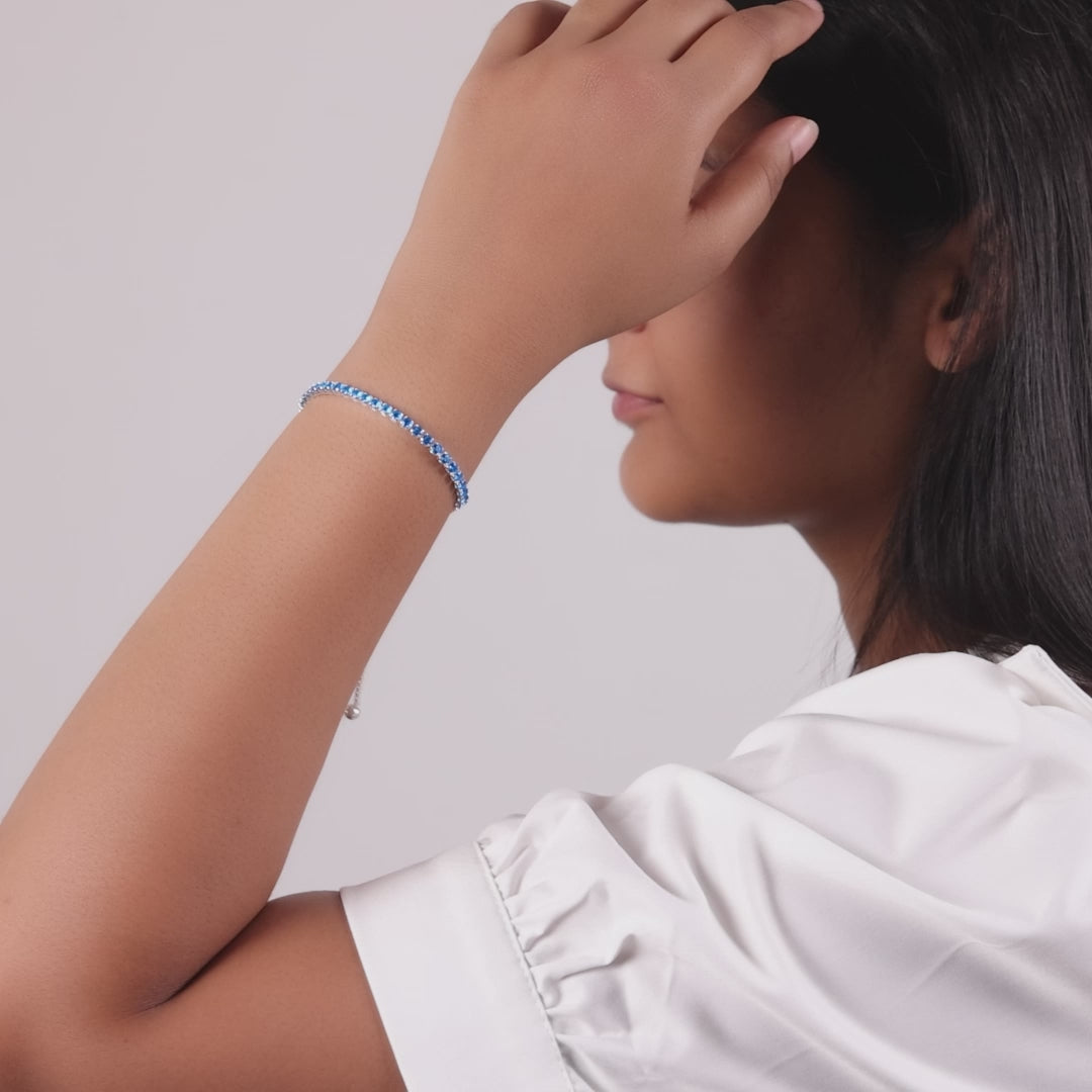 Dark Blue Tennis Friendship Bracelet Created with Zircondia® Crystals