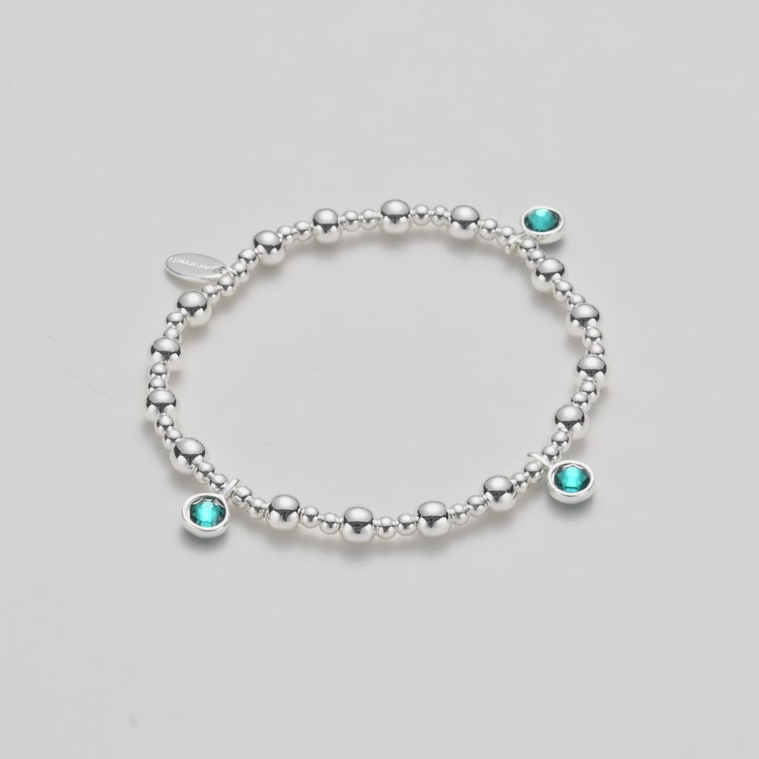 December (Blue Topaz) Birthstone Stretch Charm Bracelet with Quote Gift Box Video