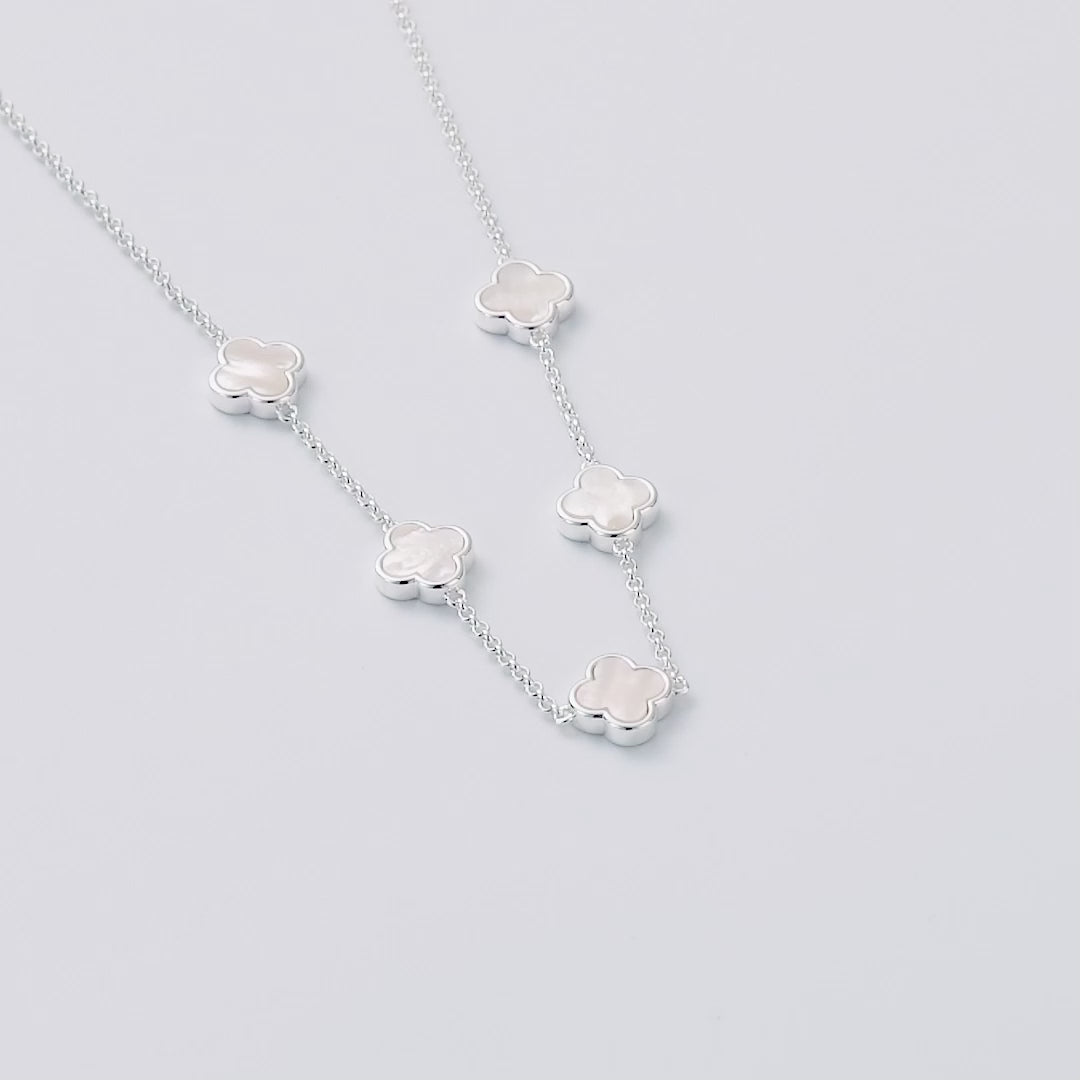 Mother of Pearl Gemstone Multi Clover Necklace