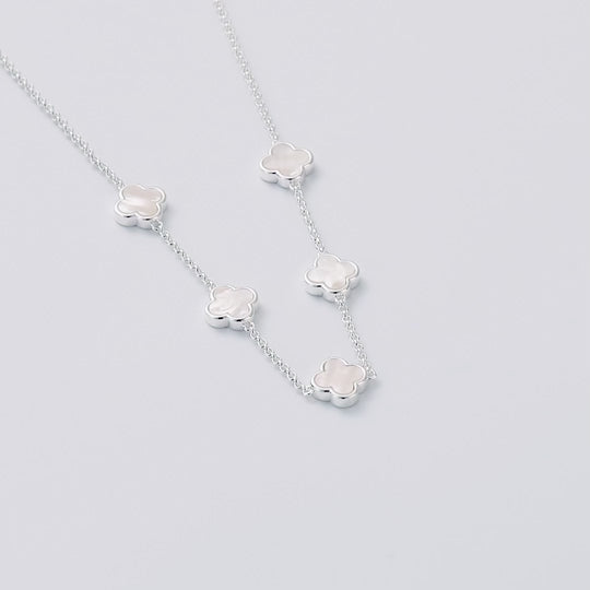 Mother of Pearl Gemstone Multi Clover Necklace