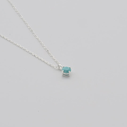 Sterling Silver December (Turquoise) Birthstone Necklace Created with Zircondia® Crystals Video