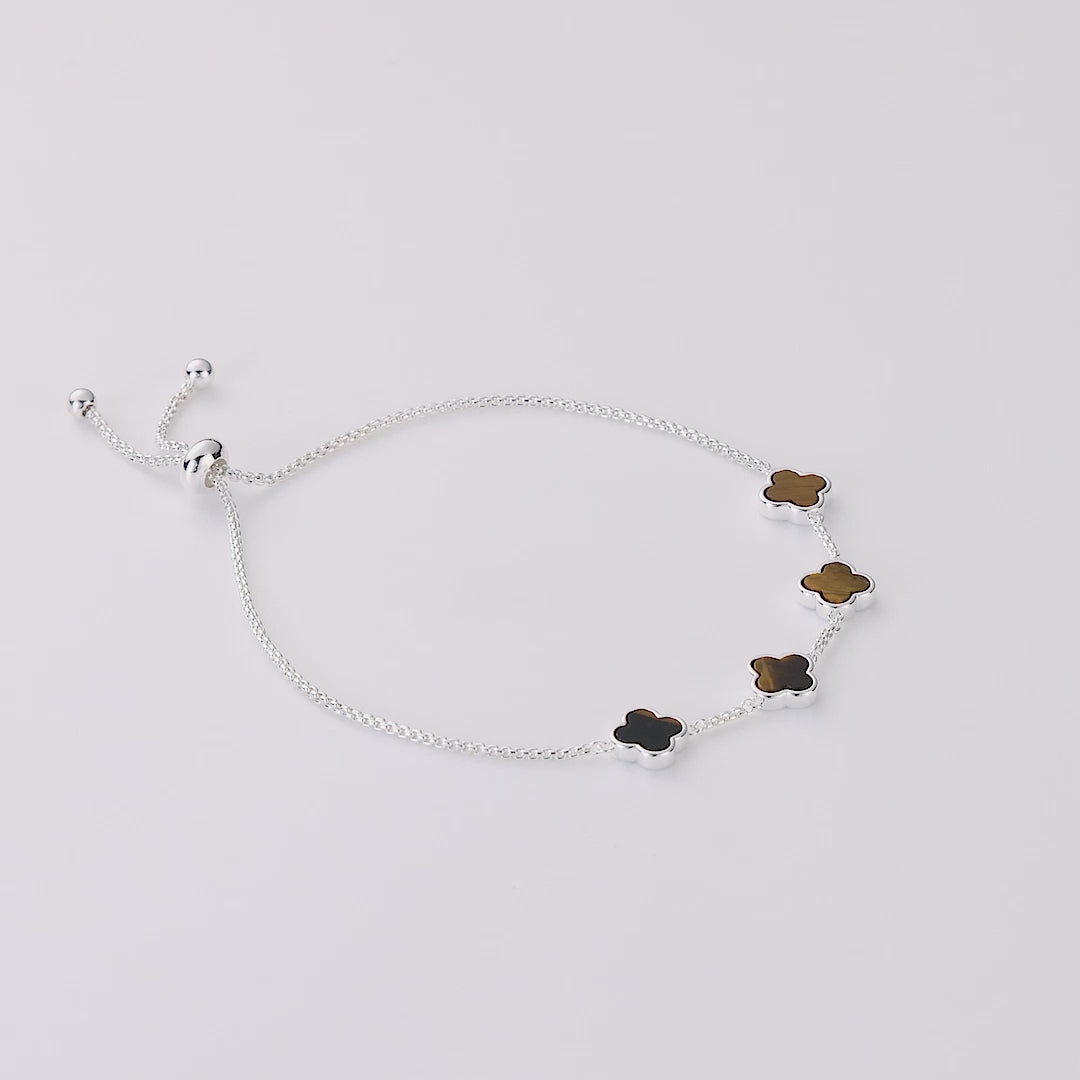 Tigers Eye Multi Clover Friendship Bracelet