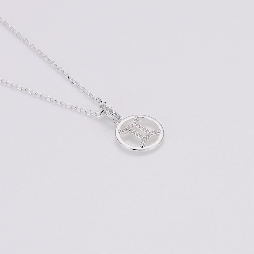Gemini Star Sign Zodiac Necklace with Zircondia® Crystals