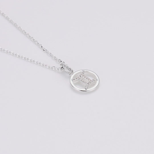 Gemini Star Sign Zodiac Necklace with Zircondia® Crystals