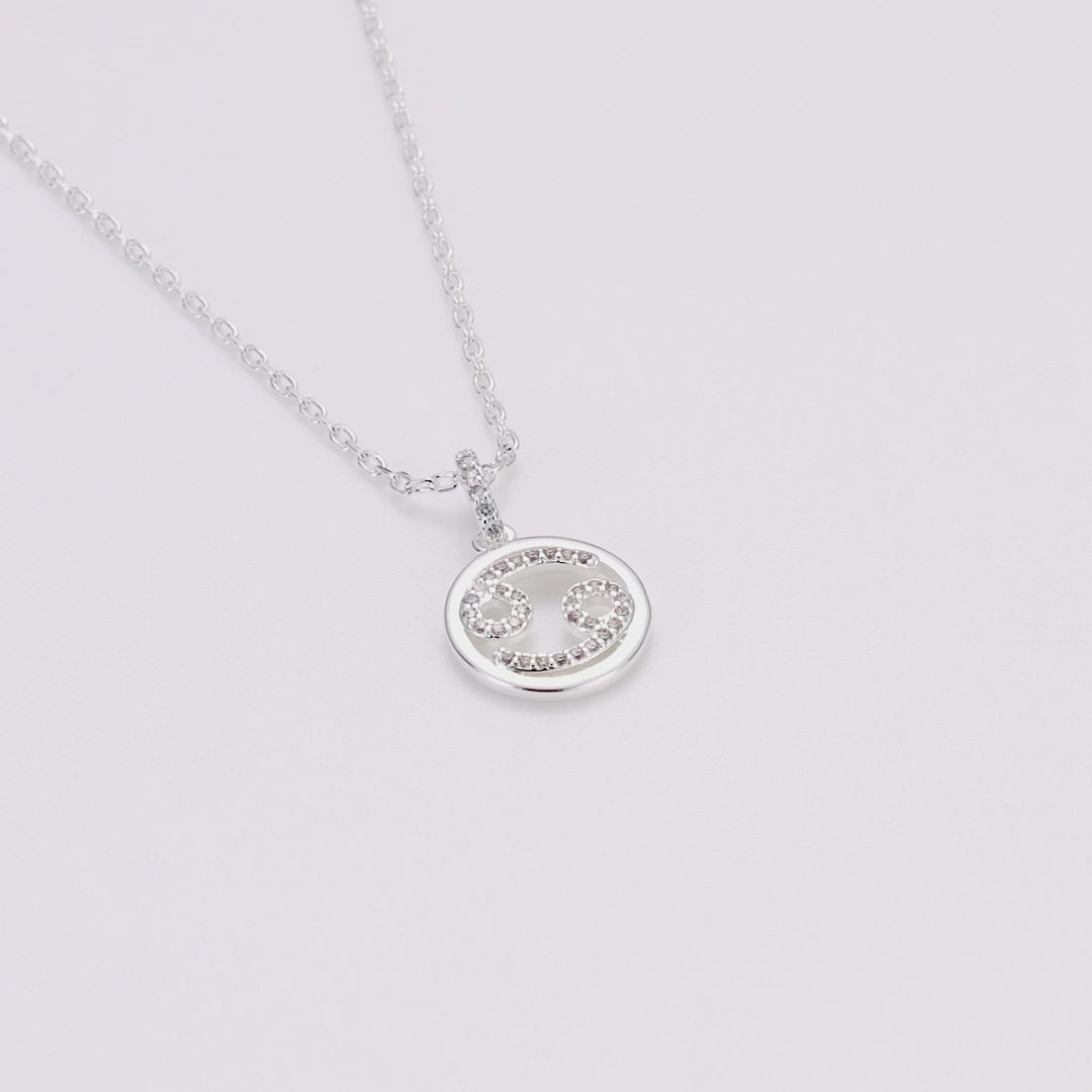 Cancer Star Sign Zodiac Necklace with Zircondia® Crystals