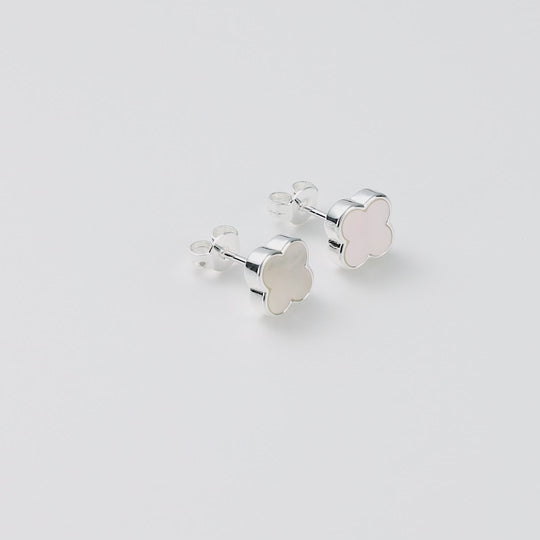 Mother of Pearl Gemstone Clover Earrings