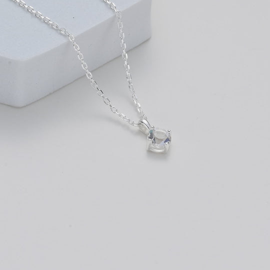 Sterling Silver Solitaire Necklace Created with Zircondia® Crystals
