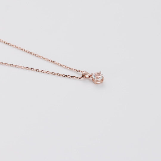 Rose Gold Plated Solitaire Necklace Created with Zircondia® Crystals