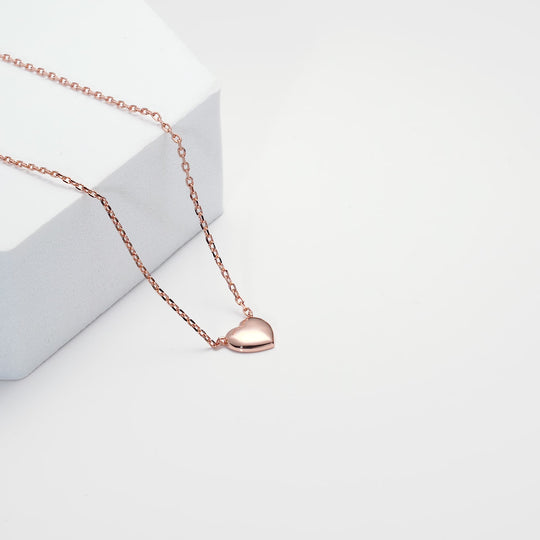Rose Gold Plated Puffed Heart Necklace