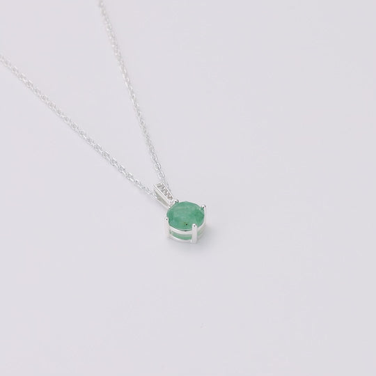 Sterling Silver Green Aventurine Gemstone Necklace