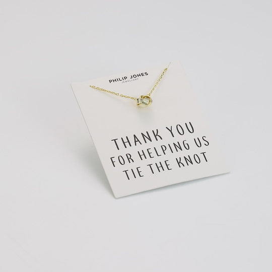 Gold Plated Thank You for Helping us Tie The Knot Wedding Necklace with Quote Card