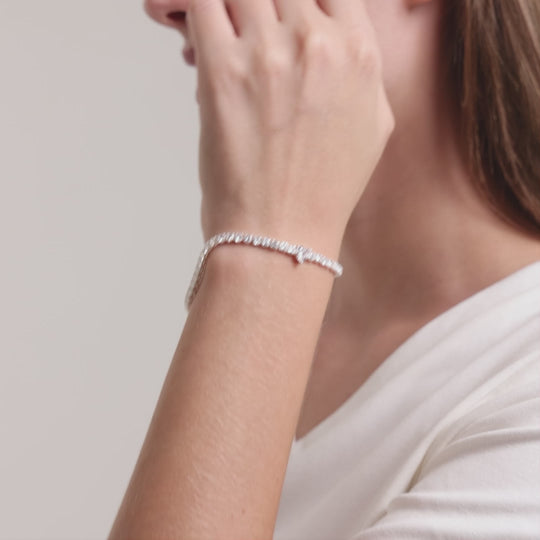 Heart Solitaire Tennis Bracelet Created with Zircondia® Crystals Video