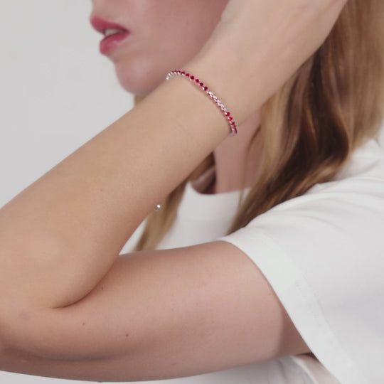 Dark Red Tennis Friendship Bracelet Created with Zircondia® Crystals