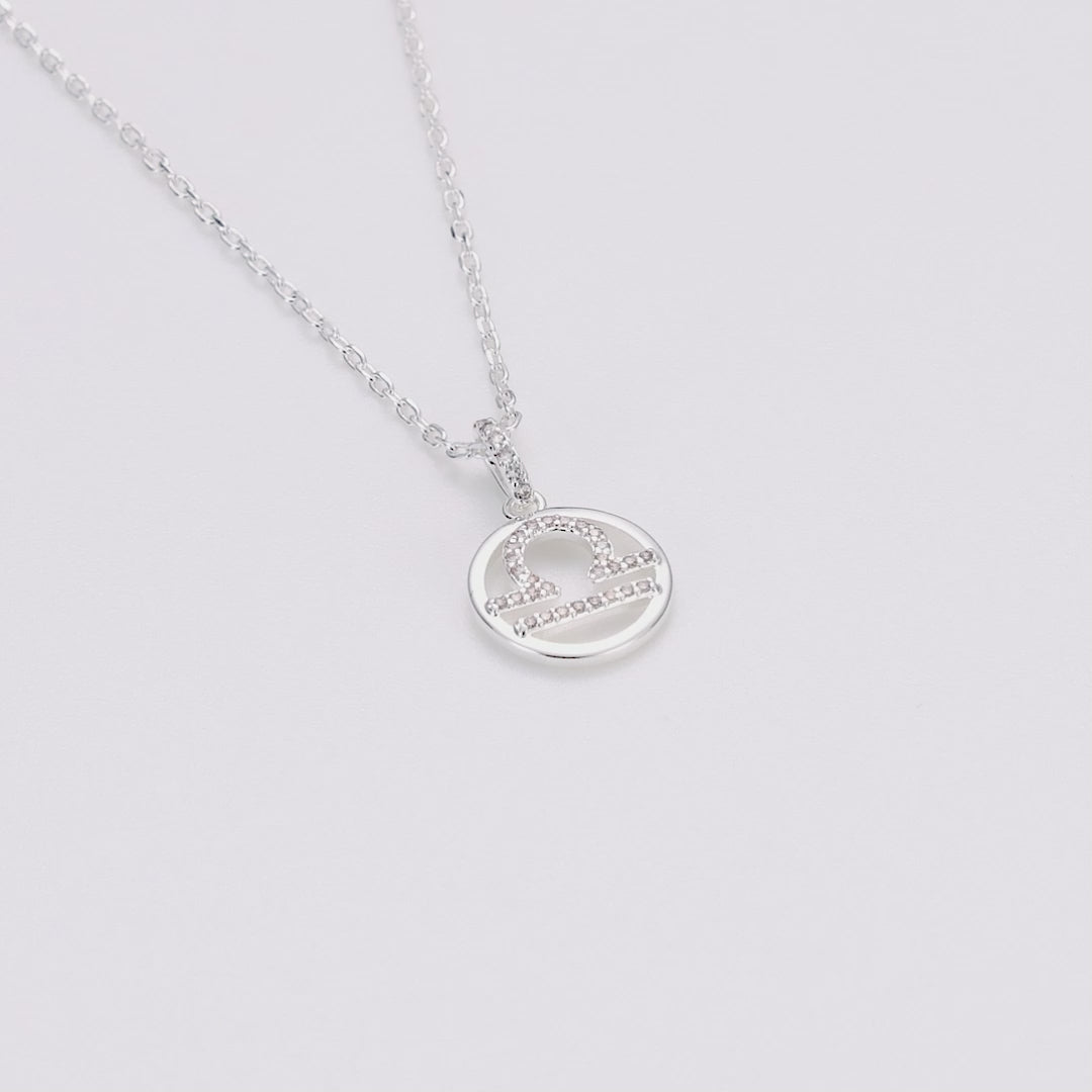 Libra Star Sign Zodiac Necklace with Zircondia® Crystals