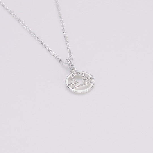 Libra Star Sign Zodiac Necklace with Zircondia® Crystals