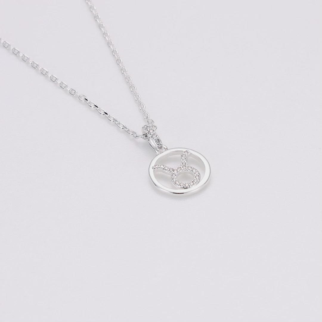 Taurus Star Sign Zodiac Necklace with Zircondia® Crystals
