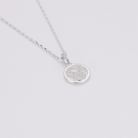 Taurus Star Sign Zodiac Necklace with Zircondia® Crystals