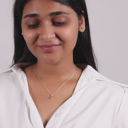 Gold Plated Round Solitaire Set Created with Zircondia® Crystals