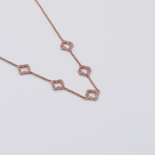 Rose Gold Plated Multi Clover Necklace Created with Zircondia® Crystals