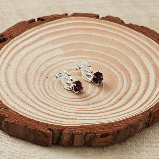 Purple Crystal Clip On Earrings Created with Zircondia® Crystals - Philip Jones Jewellery