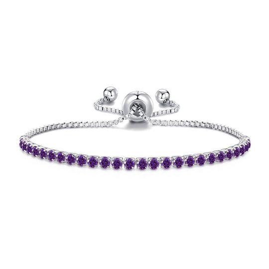 Purple Tennis Friendship Bracelet Created with Zircondia® Crystals - Philip Jones Jewellery