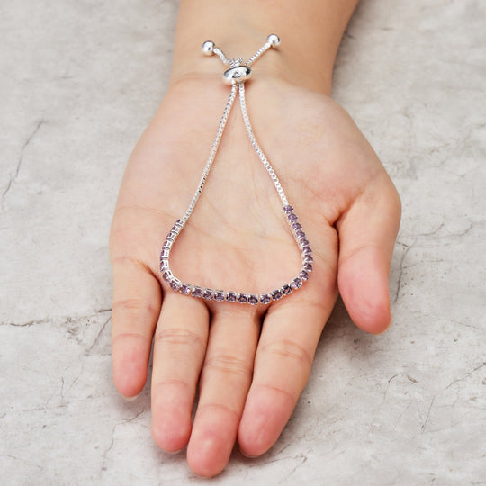 Purple Tennis Friendship Bracelet Created with Zircondia® Crystals - Philip Jones Jewellery